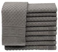ZOLLNER 10 asciugamani per ospiti in 30x50 cm - Design in piquè grigio morbido e super assorbente - con gancetto - lavabile a 95°C - Cotone - Qualitá alberghiera- Certificato Oeko Tex®