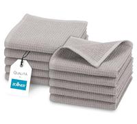 ZOLLNER 10 Lavette - asciugamani da viso e mani 30x30 cm - Cotone - Qualità alberghiera - Teli doccia lunga durata - design in piquè - lavabile a 95°C - con pratico gancetto - grigio