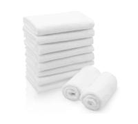 ZOLLNER 10 lavette in 30x30 cm - asciugamani per mani e viso assorbenti e morbidi in cotone - lavabili a 95°C - con pratico gancetto - bianco - in qualità alberghiera
