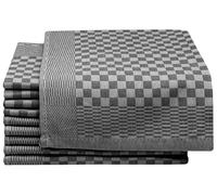 ZOLLNER 10 Strofinacci, 100% Cotone, 46x70 cm - Super assorbenti e robusti canovacci - Lavabili a 60°C - qualità gastronomica - certificati Oeko-Tex®, a quadretti neri