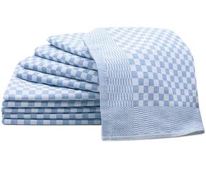 ZOLLNER 10 strofinacci a quadretti bianchi-blu, 46x90 cm, 100% cotone