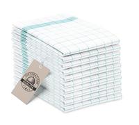 ZOLLNER 10 Strofinacci - canovacci in cotone 50x70 cm - burrazzi da cucina assorbenti e resistenti - a quadretti bianchi e turchesi - lavabili a 95°C - qualità gastronomica - certificato OEKO-TEX (R)
