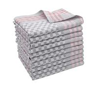 ZOLLNER 10 strofinacci - cotone in 50x100 cm - canovacci durevoli e resistenti - lavabili a 95°C - grigio a quadretti - qualità gastronomica - certificato OEKO TEX (R)
