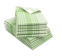 ZOLLNER 10 strofinacci in cotone - 50x70 cm - assorbenti e robusti canovacci - lavabili a 60°C - a quadretti verdi e bianchi - qualità gastronomica - certificati OEKO TEX (R)