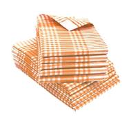 ZOLLNER 10 strofinacci in cotone - 50x70 cm - assorbenti e robusti canovacci - lavabili a 60°C - a quadretti arancioni e bianchi - qualità gastronomica - certificati OEKO TEX (R)