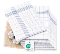 ZOLLNER 12 strofinacci, cotone-lino, 50x70 cm, super assorbenti, senza pelucchi - lavabili a 95°C - a quadri blu e bianchi - qualità gasdtronomica - certificato Oeko Tex®