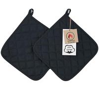 ZOLLNER 2 Presine da cucina e forno, Cotone, 24x24 cm, nero