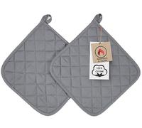 ZOLLNER 2 Presine da cucina e forno - sottopentola resistente al calore - Cotone - 24x24 cm - con pratico gancio - lavabile fino a 60 °C - grigio - Certificato Oeko-Tex®