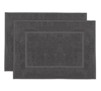 ZOLLNER 2 Tappetini da bagno in 50x70 cm - Zerbino assorbente e morbido in cotone - lavabile a 95°C - adatto per riscaldamento a terra - grigio scuro - qualità alberghiera