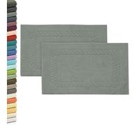 ZOLLNER 2 tappetini da bagno - morbidi e assorbenti zerbini da doccia - lavabili a 95°C - cotone - 50x70 cm - grigio chiaro