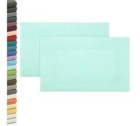 ZOLLNER 2 tappetini da bagno - morbidi e assorbenti zerbini da doccia - lavabili a 95°C - cotone - 50x70 cm - verde menta