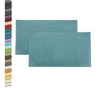 ZOLLNER 2 tappetini da bagno - morbidi e assorbenti zerbini da doccia - lavabili a 95°C - cotone - 50x70 cm - verde petrolio