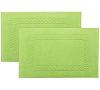 ZOLLNER 2 tappetini da bagno - morbidi e assorbenti zerbini da doccia - lavabili a 95°C - cotone - 50x70 cm - verde