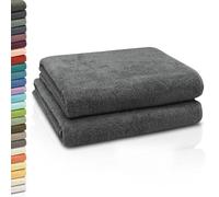 ZOLLNER 2 teli da bagno - morbidi e assorbenti teli doccia XXL - lavabili a 95°C - cotone - 100x150 cm - graffite
