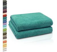 ZOLLNER 2 teli da bagno - morbidi e assorbenti teli doccia XXL - lavabili a 95°C - cotone - 100x150 cm - turchese