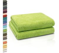 ZOLLNER 2 teli da bagno - morbidi e assorbenti teli doccia XXL - lavabili a 95°C - cotone - 100x150 cm - verde