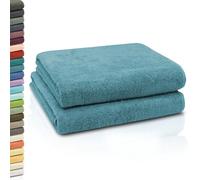 ZOLLNER 2 teli da bagno - morbidi e assorbenti teli doccia XXL - lavabili a 95°C - cotone - 100x150 cm - verde petrolio