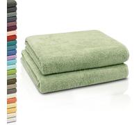 ZOLLNER 2 teli da bagno - morbidi e assorbenti teli doccia XXL - lavabili a 95°C - cotone - 100x150 cm - verdino