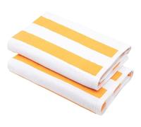 ZOLLNER 2 Teli da mare - asciugamani da bagno resistenti e assorbenti in 70x180 cm - lavabile a 60°C - cotone - Design a righe gialle e bianche - Certificato OEKO TEX (R)