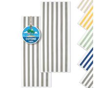 ZOLLNER 2 Teli da mare - asciugamani da bagno resistenti e assorbenti in 70x180 cm - lavabile a 60°C - cotone - Design a righe grigie e bianche - Certificato OEKO TEX (R)