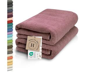 ZOLLNER 2 teli da sauna - morbidi e assorbenti asciugamani da bagno - lavabili a 95°C - cotone - 70x200 cm - rosa vecchio
