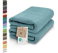 ZOLLNER 2 teli da sauna - morbidi e assorbenti asciugamani da bagno - lavabili a 95°C - cotone - 70x200 cm - verde petrolio
