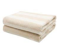 ZOLLNER 2 Teli doccia a righe beige e bianche, 75x140 cm, 100% cotone