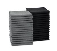 ZOLLNER 30 Panni microfibra - multiuso - lavabili in lavatrice a 60°C - senza lasciare aloni e pelucchi - 32x32 cm - nero/grigio - Qualità alberghiera