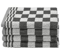 ZOLLNER 4 strofinacci in cotone 50x50 cm - canovacci assorbenti e resistenti - lavabili a 60°C - a quadretti grigi e bianchi - qualità gastronomica - certificato OEKO TEX (R)