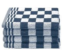 ZOLLNER 4 strofinacci in cotone 50x50 cm - canovacci assorbenti e resistenti - lavabili a 60°C - a quadretti blu e bianchi - qualità gastronomica - certificato OEKO TEX (R)