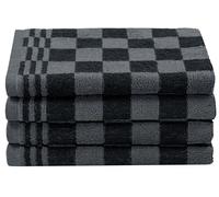 ZOLLNER 4 strofinacci in cotone 50x50 cm - canovacci assorbenti e resistenti - lavabili a 60°C - a quadretti nero e bianchi - qualità gastronomica - certificato OEKO TEX (R)