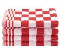 ZOLLNER 4 strofinacci in cotone 50x50 cm - canovacci assorbenti e resistenti - lavabili a 60°C - a quadretti rossi e bianchi - qualità gastronomica - certificato OEKO TEX (R)