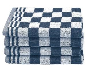 ZOLLNER 4 strofinacci in cotone 50x50 cm - canovacci assorbenti e resistenti - lavabili a 60°C - a quadretti blu e bianchi - qualità gastronomica - certificato OEKO TEX (R)
