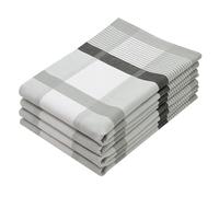 ZOLLNER 4 Strofinacci in Cotone 50x70 cm - canovacci assorbenti e di Lunga Durata - Lavabili a 60°C - a Quadretti Grigi - qualità Come nella Cucina dei ristoranti - Certificato Oeko Tex ®