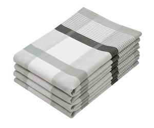 ZOLLNER 4 strofinacci in cotone 50x70 cm - canovacci assorbenti e di lunga durata - lavabili a 60°C - a quadretti grigi - qualità come nella cucina dei ristoranti - certificato OEKO TEX ®