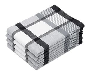 ZOLLNER 4 strofinacci in cotone 50x70 cm - canovacci assorbenti e di lunga durata - lavabili a 60°C - a quadretti neri - qualità come nella cucina dei ristoranti - certificato OEKO TEX ®