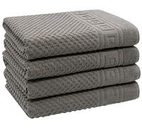 ZOLLNER 4 Teli Doccia a Pique, 100% Cotone, ca. 70x140 cm, Grigio