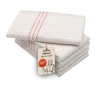 ZOLLNER 5 Panni lavapavimento - mocio a strofinaccio di alta qualità e super assorbente - materiale misto - lavabile a 60°C - 55x60 cm in colore naturale con righette rosse