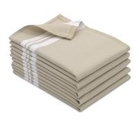 ZOLLNER 5 stroffinaci in cotone - canovacci da cucina 50x70 cm - assorbenti e robusti - lavabili a 60°C - beige con righe bianche - con pratico gancetto - certificato OEKO TEX (R)