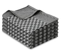 ZOLLNER 5 Strofinacci, 100% Cotone, 46x70 cm - Super assorbenti e robusti canovacci - Lavabili a 60°C - qualità gastronomica - certificati Oeko-Tex®, a quadretti nero