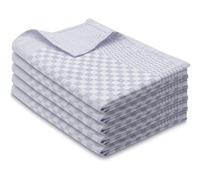 ZOLLNER 5 Strofinacci, 100% Cotone, 46x70 cm - Super assorbenti e robusti canovacci - Lavabili a 60°C - qualità gastronomica - certificati Oeko-Tex®, a quadretti grigio