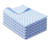 ZOLLNER 5 Strofinacci, 100% Cotone, 46x70 cm - Super assorbenti e robusti canovacci - Lavabili a 60°C - qualità gastronomica - certificati Oeko-Tex®, a quadretti blu
