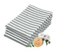 ZOLLNER 5 strofinacci in cotone 50x70 cm - canovacci assorbenti e lunga durata - lavabili a 60°C - a righe verde scuro e bianche - Qualità gastronomica - certificato OEKO TEX (R)