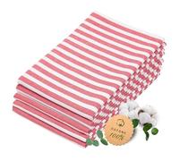 ZOLLNER 5 strofinacci in cotone 50x70 cm - canovacci assorbenti e lunga durata - lavabili a 60°C - a righe rosse e bianche - Qualità gastronomica - certificato OEKO TEX (R)
