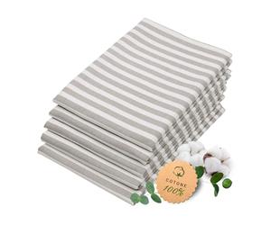 ZOLLNER 5 strofinacci in cotone 50x70 cm - canovacci assorbenti e lunga durata - lavabili a 60°C - a righe grigie e bianche - Qualità gastronomica - certificato OEKO TEX (R)