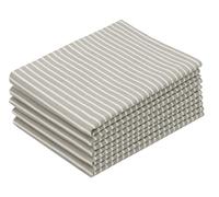 ZOLLNER 5 strofinacci in cotone 50x70 cm - canovacci resistenti e assorbenti - lavabili a 60°C - grigio con righe bianche - qualità gastronfomica - certificato OEKO TEX (R)