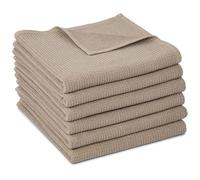 ZOLLNER 6 asciugamani da bagno 50x100 cm - teli marroni per le mani - con pratico gancetto - design a piquè moderno - lavabili a 60°C - cotone - qualità alberghiera