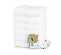 ZOLLNER 6 asciugamani da bagno in 50x100 cm - teli bianchi super assorbenti e soffici - con pratico gancetto - lavabili fino a 95°C - Cotone - Qualitá alberghiera