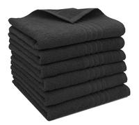 ZOLLNER 6 asciugamani per gli ospiti, lavette 40x60 cm, salviettine assorbenti, nero - con gancetto - lavabili a 60°C - cotone - qualità d'albergo