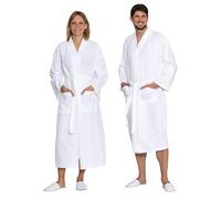 ZOLLNER Accappatoio - soffice e piquè sensibile sulla pelle - Unisex - cotone - bianco - L - lavabile a 60°C - qualità alberghiera - Certificato OEKO TEX (R)